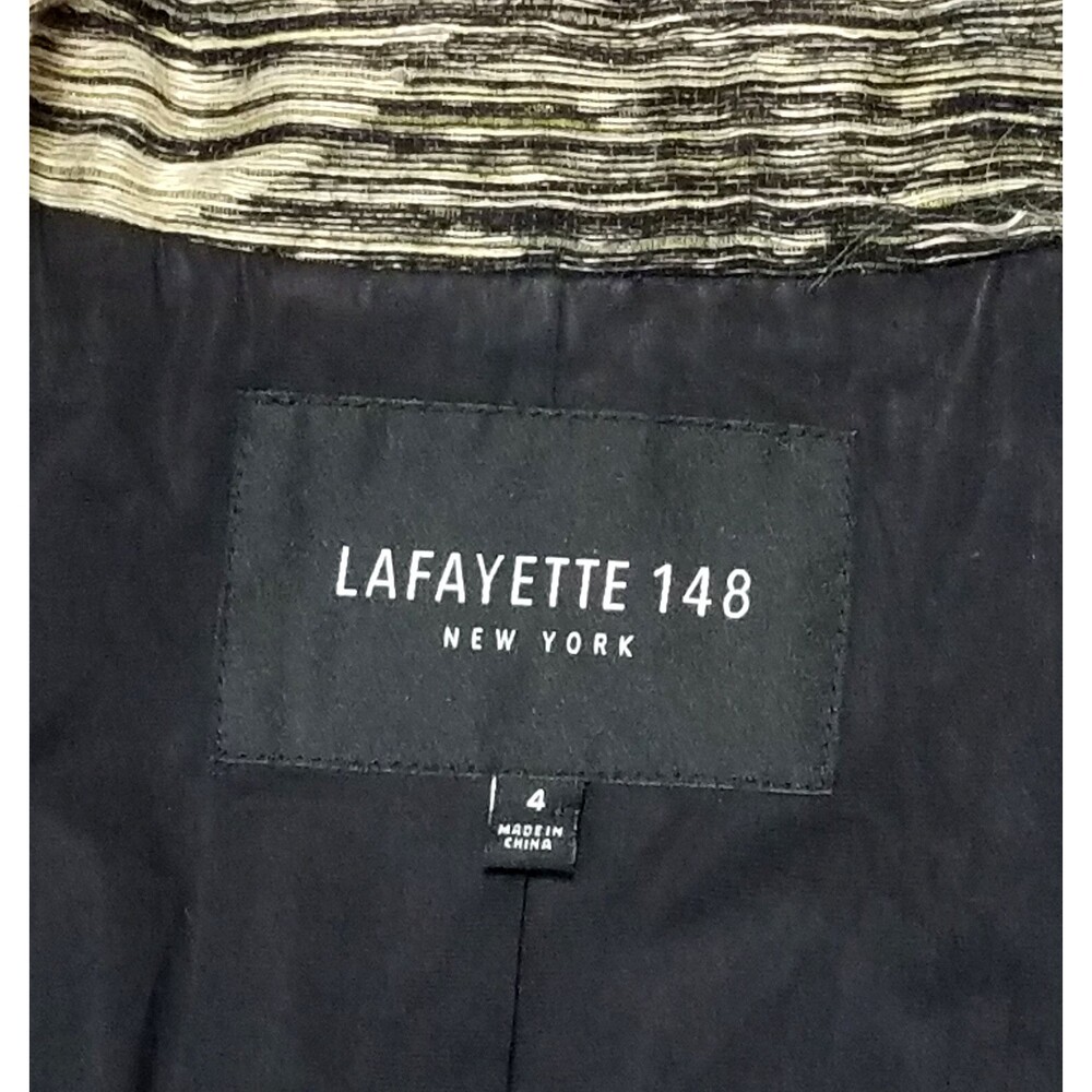 LAFAYETTE 148 New York Women's Tan Black Marled Blazer Jacket Sz 4 Linen Blend - Picture 4 of 9